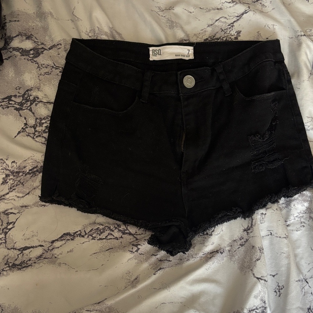 SO Women's Black Distressed Jean Shorts